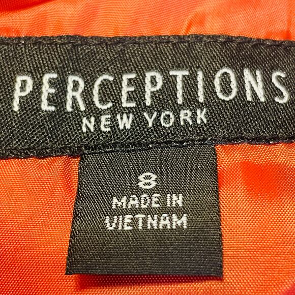 Perceptions New York Coral Gray Floral Sleeveless Ribbon Belt A-Line Dress 8 - Picture 8 of 10